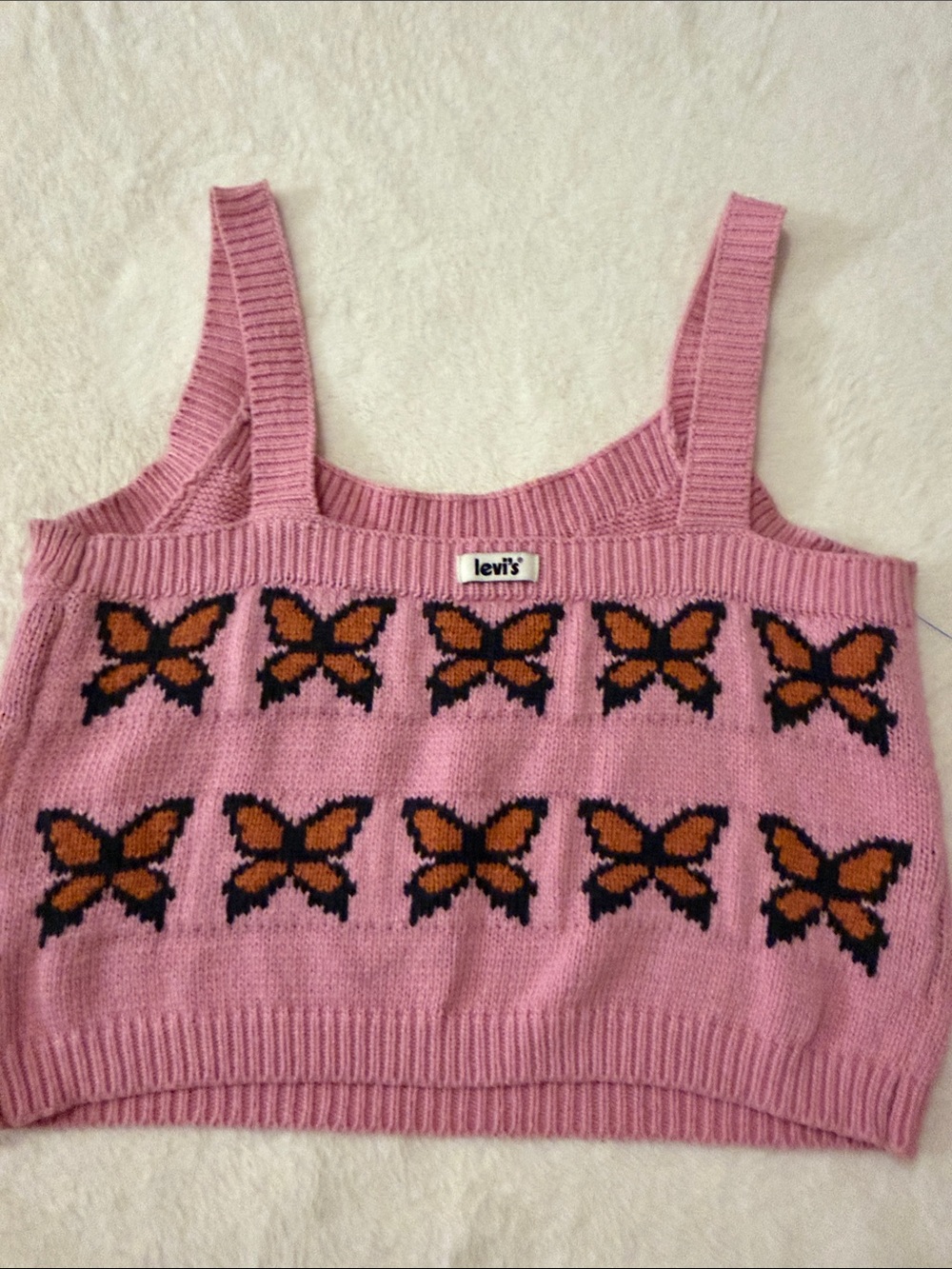 Levi's Pink Butterfly Cropped Knit Tank Top - Picture 4 of 6
